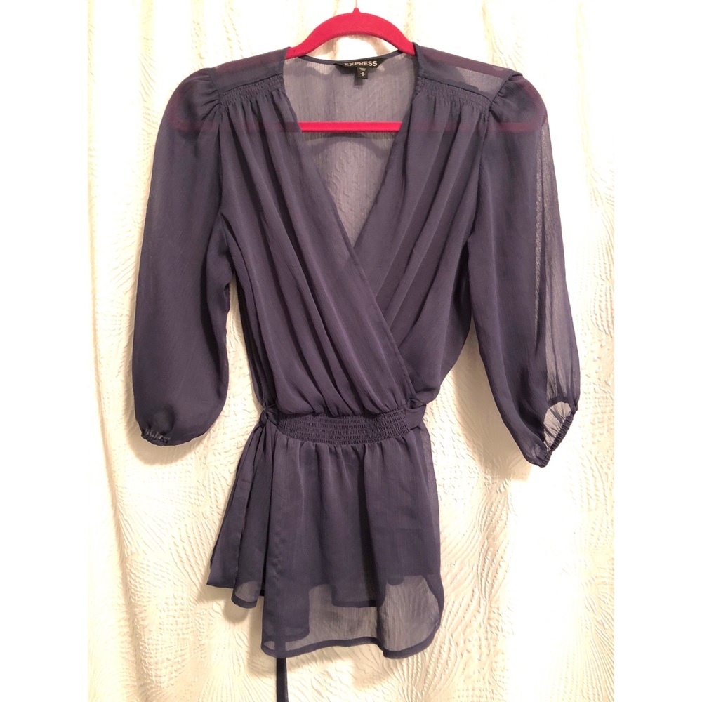 Gauzy Faux Wrap Shirt by Express